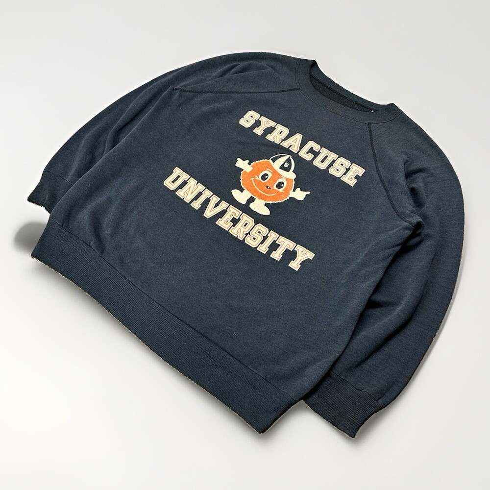 VTG 70s 80s L Syracuse University Raglan Sweatshirt Sweater Otto The Orange USA